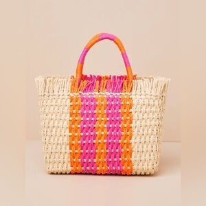NEW with tags (NWT) Lulus Sicily Natural Multi Striped Woven Straw Mini Tote Bag